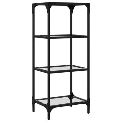 vidaXL Storage Rack with Transparent Glass Top 40x30x95 cm Steel