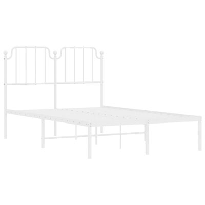 vidaXL Metal Bed Frame without Mattress with Headboard White 120x190 cm Small Double