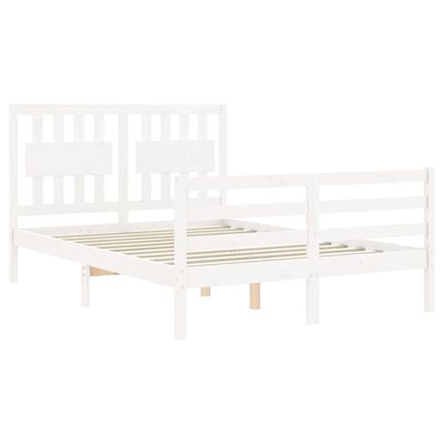 vidaXL Bed Frame without Mattress White Double Solid Wood