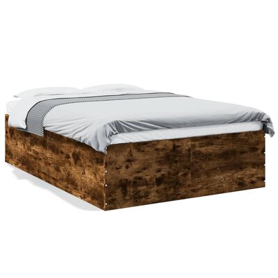 vidaXL Bed Frame without Mattress Smoked Oak 140x190 cm