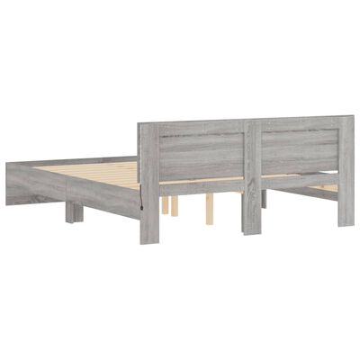 vidaXL Bed Frame with LED without Mattress Grey Sonoma 160x200 cm