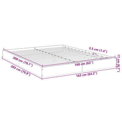 vidaXL Bed Frame without Mattress Smoked Oak 160x200 cm Engineered Wood