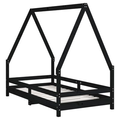 vidaXL Kids Bed Frame Black 80x160 cm Solid Wood Pine