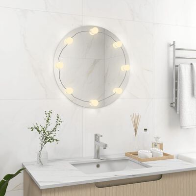 vidaXL Wall Mirror with LED Lights Round Glass