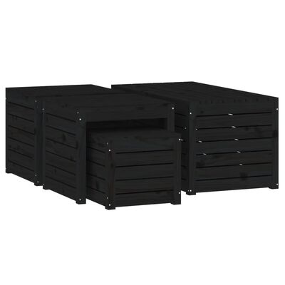 vidaXL 4 Piece Garden Box Set Black Solid Wood Pine