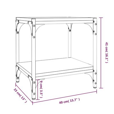 vidaXL TV Cabinet Smoked Oak 40x33x41 cm Engineered Wood and Steel