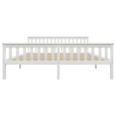 vidaXL Bed Frame without Mattress White Solid Pinewood 180x200 cm Super King