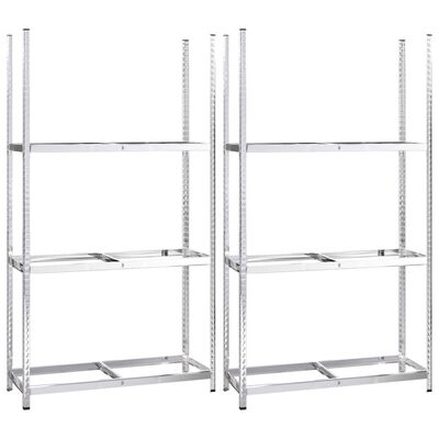 vidaXL 3-Layer Tire Racks 2 pcs Silver 110x40x200 cm Steel