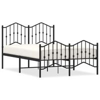 vidaXL Metal Bed Frame without Mattress with Footboard Black 120x190 cm Small Double