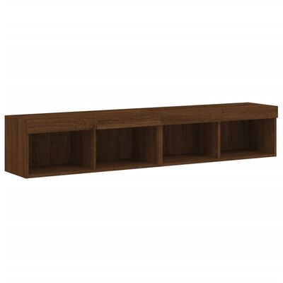 vidaXL TV Cabinets with LED Lights 2 pcs Brown Oak 80x30x30 cm