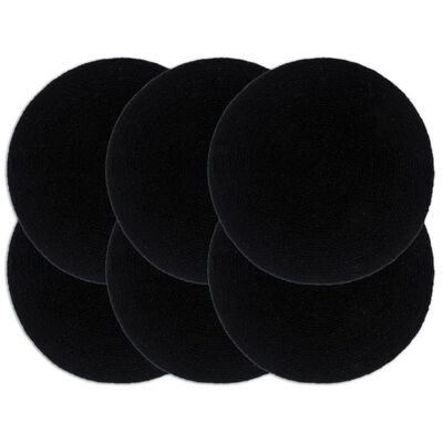 vidaXL Placemats 6 pcs Plain Black 38 cm Round Cotton