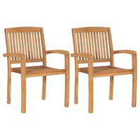 vidaXL Stacking Garden Dining Chairs 2 pcs Solid Teak Wood