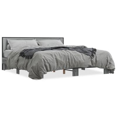 vidaXL Bed Frame without Mattress Grey Sonoma 200x200 cm