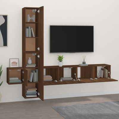 vidaXL 5 Piece TV Cabinet Set Brown Oak Engineered Wood