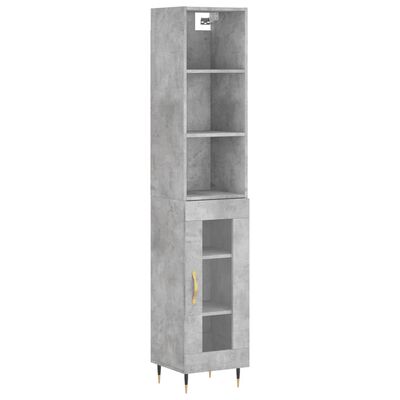 vidaXL Highboard Concrete Grey 34.5x34x180 cm Engineered Wood