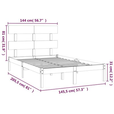 vidaXL Bed Frame without Mattress 140x200 cm Solid Wood