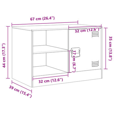 vidaXL TV Cabinet Olive Green 67x39x44 cm Steel