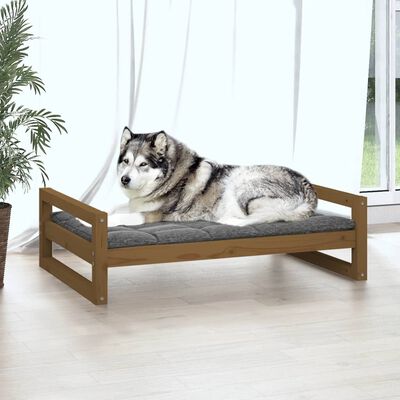 vidaXL Dog Bed Honey Brown 105.5x75.5x28 cm Solid Pine Wood