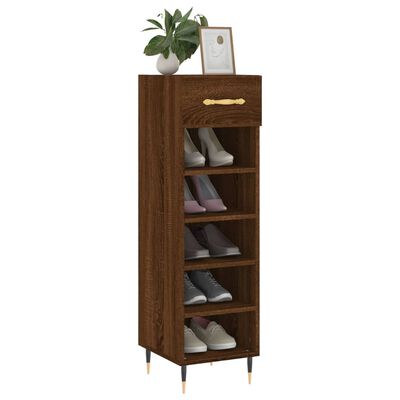 vidaXL Shoe Cabinet Brown Oak 30x35x105 cm Engineered Wood