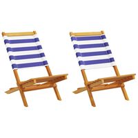 vidaXL Garden Chairs 2 pcs Blue and white Solid Wood Acacia and Fabric