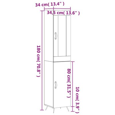 vidaXL Highboard Concrete Grey 34.5x34x180 cm Engineered Wood