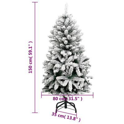 vidaXL Artificial Hinged Christmas Tree 150 LEDs & Ball Set 150 cm