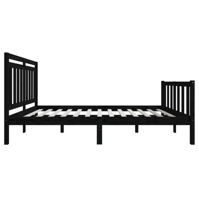 vidaXL Bed Frame without Mattress Black Solid Wood 140x200 cm (810086+814098)