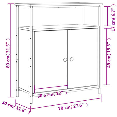 vidaXL Sideboard Smoked Oak 70x30x80 cm Engineered Wood