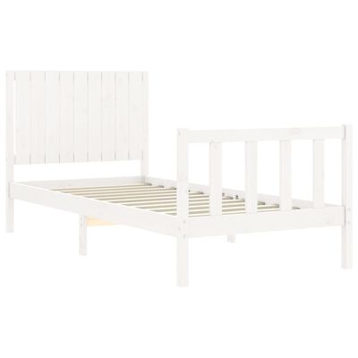 vidaXL Bed Frame without Mattress White Single Solid Wood Pine