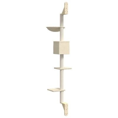 vidaXL Wall-mounted Cat Tree with Scratching Post Cream 187 cm