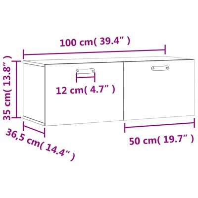 vidaXL Wall Cabinet Black 100x36.5x35 cm Engineered Wood