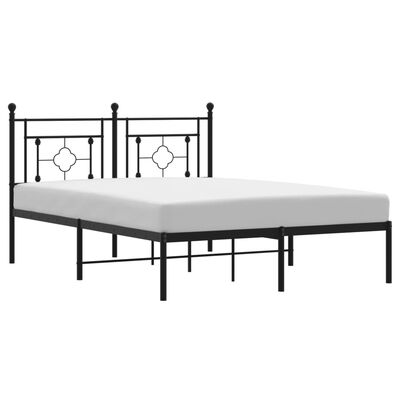 vidaXL Metal Bed Frame without Mattress with Headboard Black 140x200 cm