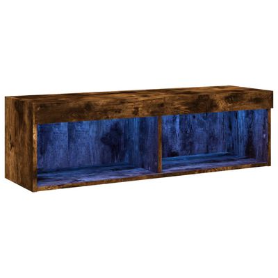 vidaXL TV Cabinet with LED Lights Smoked Oak 100x30x30 cm