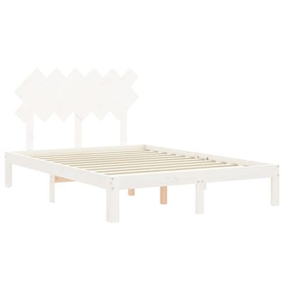 vidaXL Bed Frame without Mattress White Double Solid Wood Pine