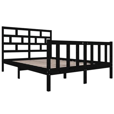 vidaXL Bed Frame without Mattress Black Solid Wood 120x200 cm (810081+814188)