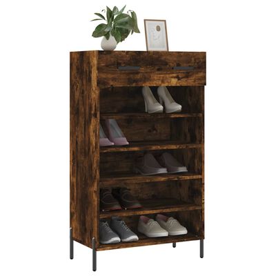 vidaXL Shoe Cabinet Smoked Oak 60x35x105 cm Engineered Wood