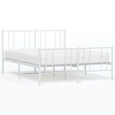 vidaXL Metal Bed Frame without Mattress with Footboard White 160x200 cm