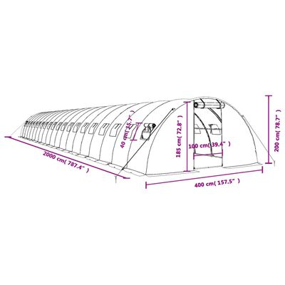 vidaXL Greenhouse with Steel Frame Green 80 m² 20x4x2 m