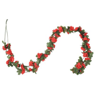 vidaXL Christmas Flower Garlands 6 pcs Spring Red 250 cm