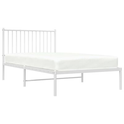 vidaXL Metal Bed Frame without Mattress with Headboard White 100x190 cm