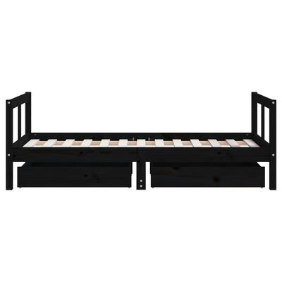 vidaXL Kids Bed Frame with Drawers Black 80x160 cm Solid Wood Pine