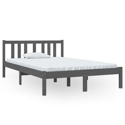 vidaXL Bed Frame without Mattress Grey Solid Wood 120x190 cm Small Double