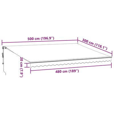 vidaXL Automatic Retractable Awning with LEDs Brown 500x300 cm