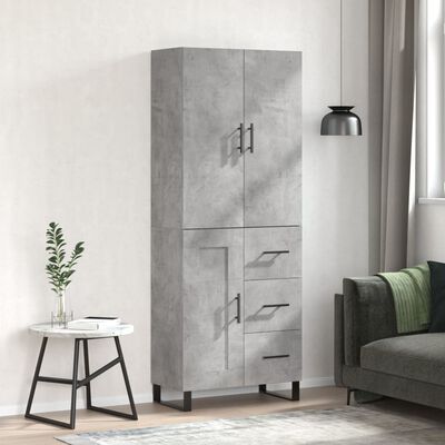 vidaXL Highboard Concrete Grey 69.5x34x180 cm Engineered Wood