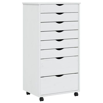 vidaXL Rolling Cabinet with Drawers MOSS White Solid Wood Pine