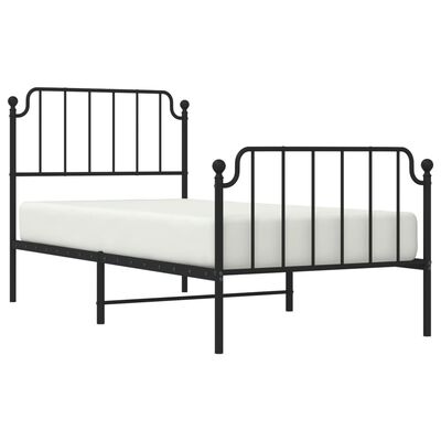 vidaXL Metal Bed Frame without Mattress with Footboard Black 90x200 cm