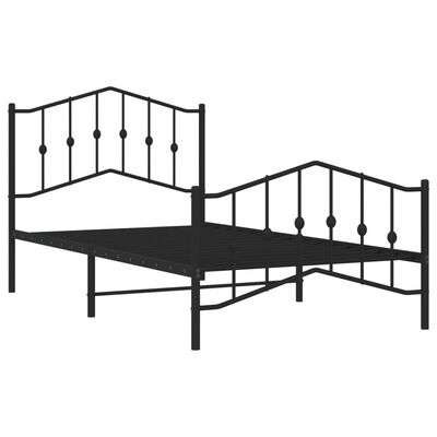 vidaXL Metal Bed Frame without Mattress with Footboard Black 100x190 cm