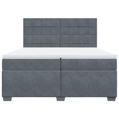 vidaXL Box Spring Bed with Mattress Dark Grey 200x200 cm Velvet