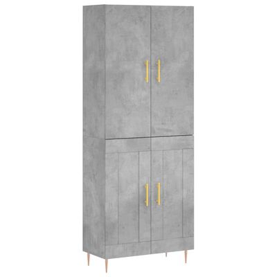 vidaXL Highboard Concrete Grey 69.5x34x180 cm Engineered Wood