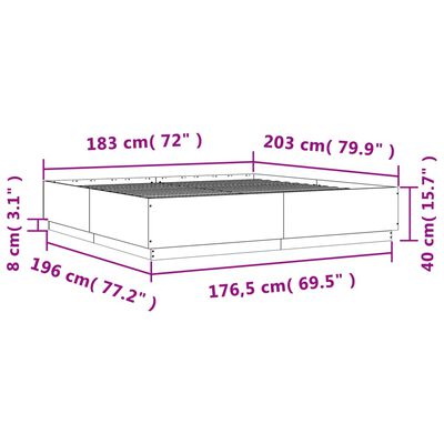 vidaXL Bed Frame without Mattress Sonoma Oak 180x200 cm Super King